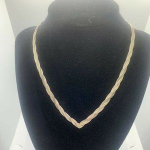Vintage Italian Sterling Silver Braided Herringbone Necklace